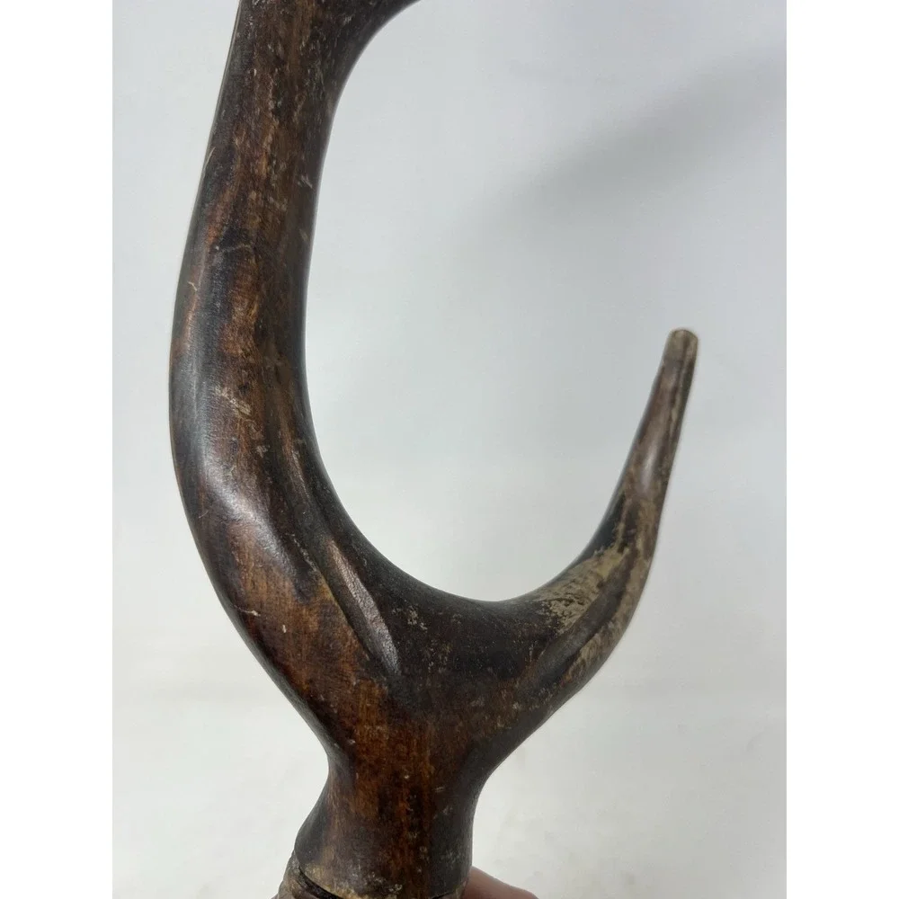 Hand Carved Wood Deer Head Missing One Horn OOAK Folk Art Vintage